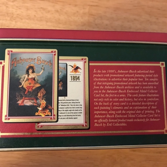 Vintage 1996 Anheuser-Busch Embossed Metal Collector Tin 10 Card Set Budweiser - Picture 6 of 11